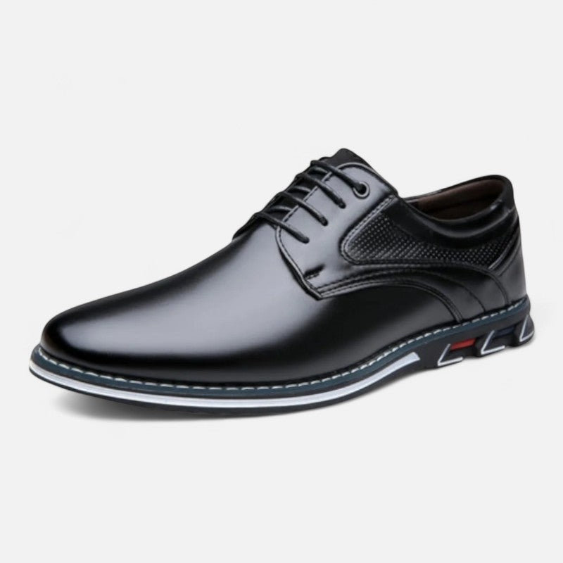 "Chaussures orthopédiques en cuir Ariste, talon bas, semelle robuste, confort quotidien, cuir marron, lacets ajustables"