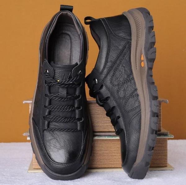 Chaussures orthopédiques en cuir pour hommes, imperméables, élégantes, avec semelle antidérapante et design polyvalent.