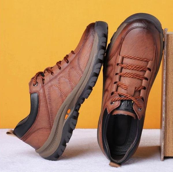 Chaussures orthopédiques en cuir pour hommes, imperméables, élégantes, avec semelle antidérapante et design polyvalent.