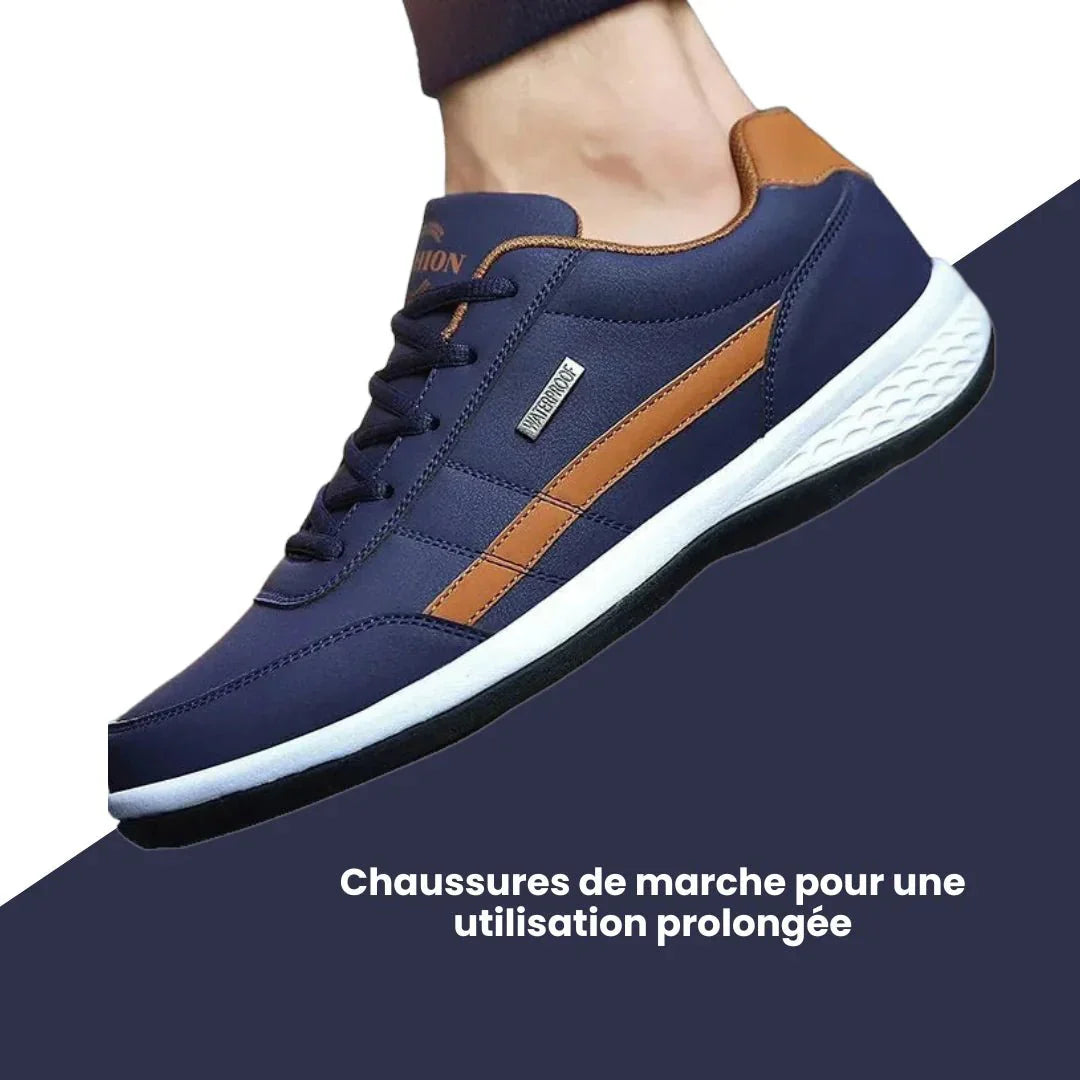 "Chaussures orthopédiques homme blanches, style moderne et soutien ergonomique pour confort optimal et élégance."