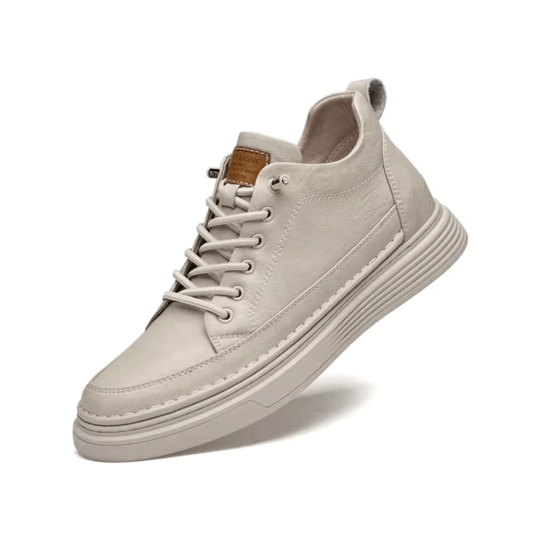 Chaussures orthopédiques homme en cuir véritable, design élégant, semelle ergonomique, confort supérieur, couleur noire.