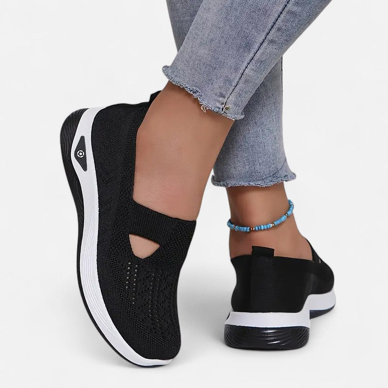 "Chaussures orthopédiques légères femmes, design moderne sans lacets, confort et soutien ergonomique."