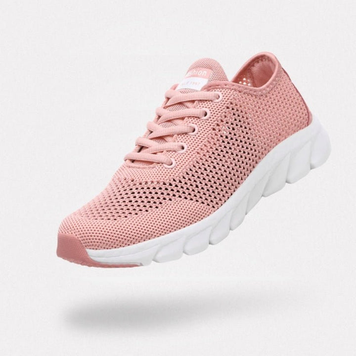 "Chaussures orthopédiques modernes, respirantes, élégantes, vue avant, blanc, noir ou rose, confort et style pour femmes."