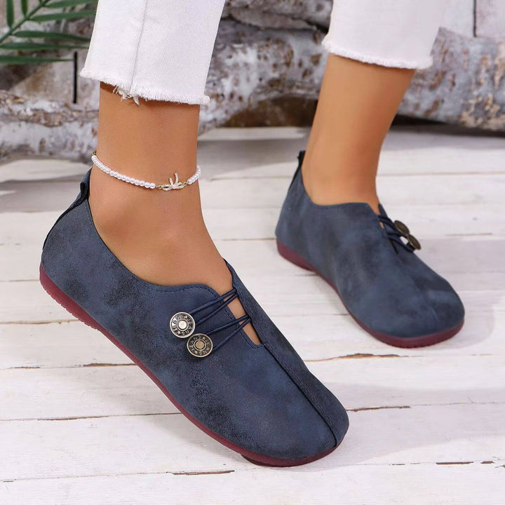 Chaussures orthopédiques pour femmes, design élastique, soutien et confort, tige respirante, couleur neutre élégante.