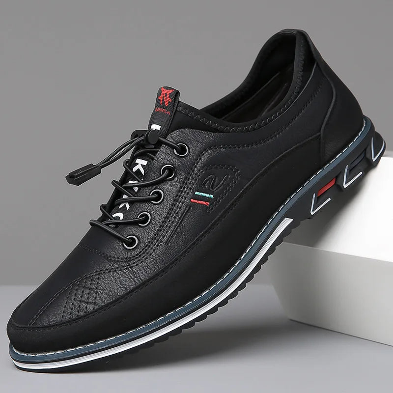 "Chaussures Oxford en cuir pour homme, brun foncé, respirantes avec laçage dissimulé, élégantes et confortables."