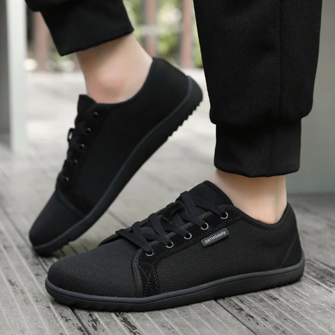"Chaussures Zéro-Drop unisexes, confort large, maille respirante, semelle antidérapante, vue de côté, coloris variés."