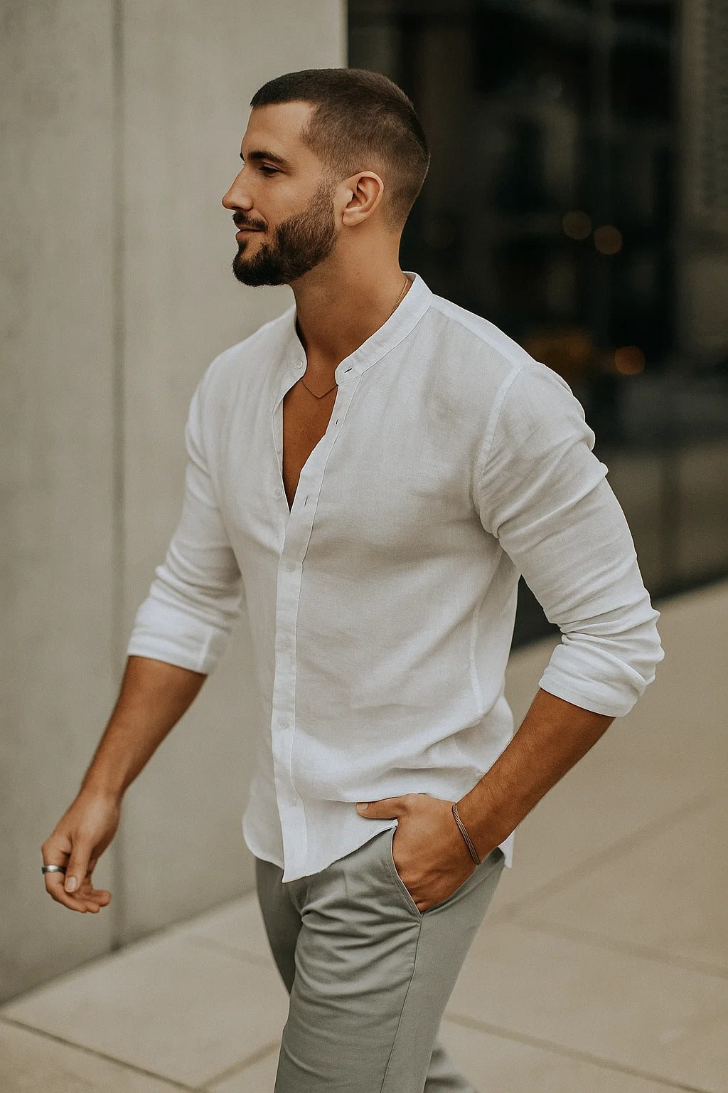 Chemise Amédée homme bleu clair, manches 3/4 relax, style décontracté chic, élégante et polyvalente.