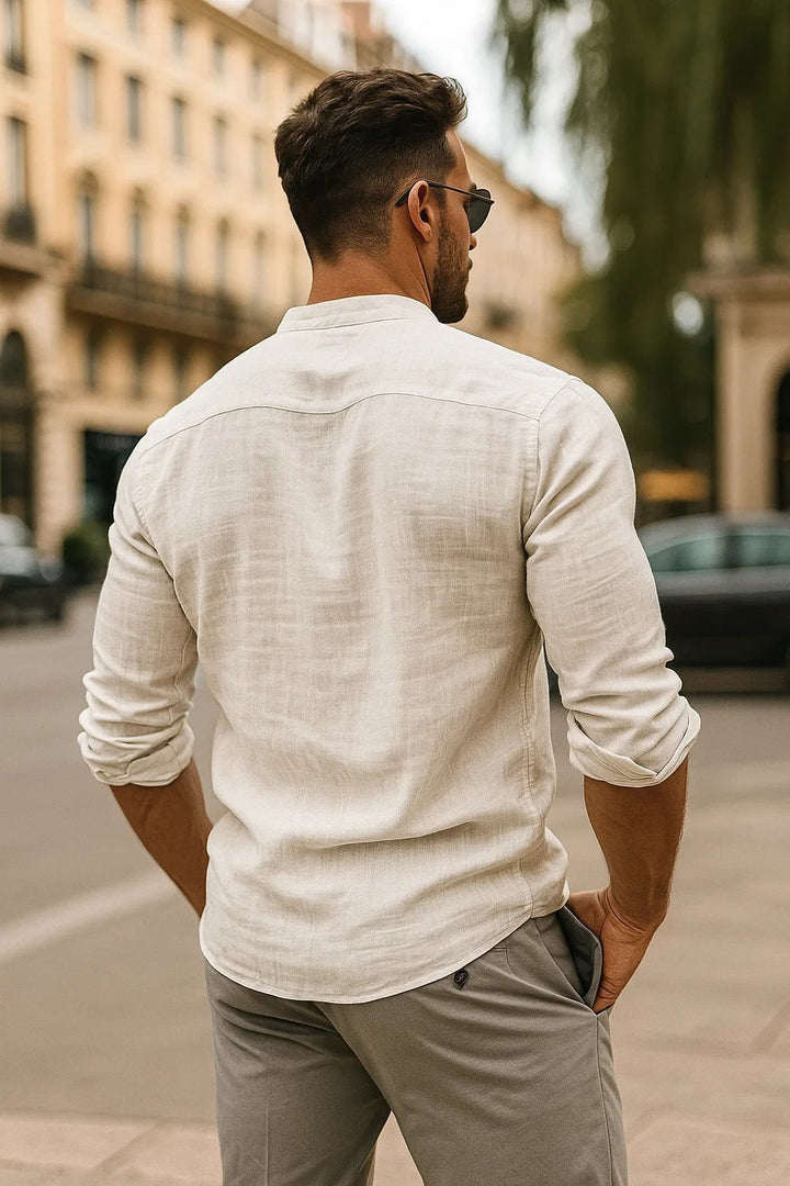 Chemise Amédée homme bleu clair, manches 3/4 relax, style décontracté chic, élégante et polyvalente.