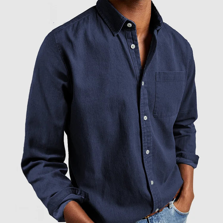 "Chemise coton homme élégante, respirante, design vintage, idéale pour affaires et occasions, polyvalence et confort"