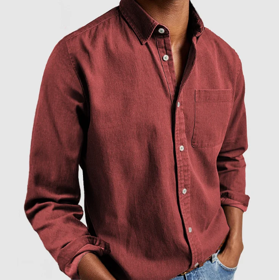 "Chemise coton homme élégante, respirante, design vintage, idéale pour affaires et occasions, polyvalence et confort"