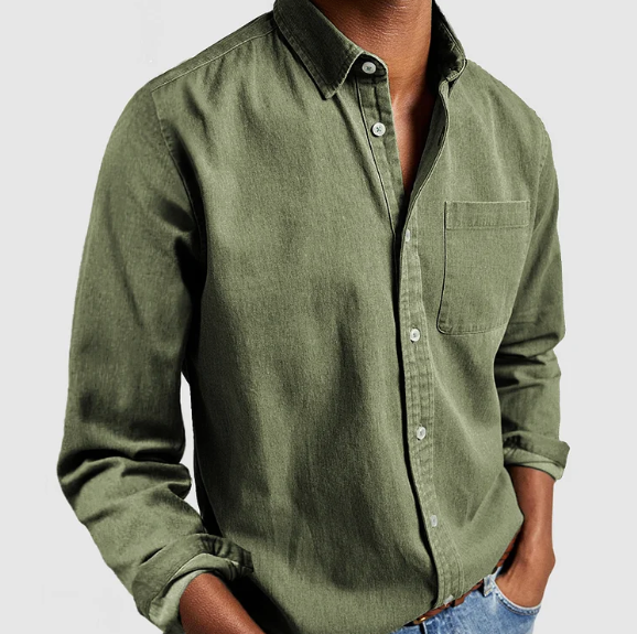"Chemise coton homme élégante, respirante, design vintage, idéale pour affaires et occasions, polyvalence et confort"