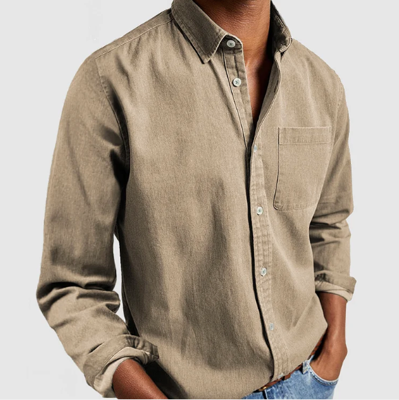 "Chemise coton homme élégante, respirante, design vintage, idéale pour affaires et occasions, polyvalence et confort"