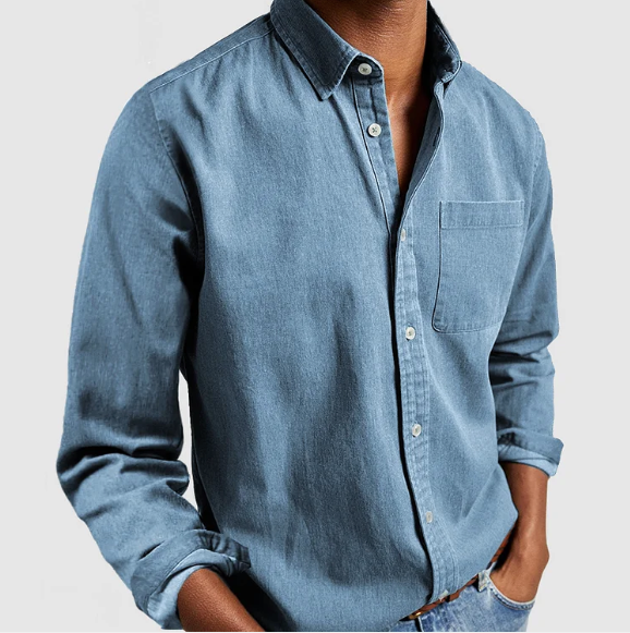 "Chemise coton homme élégante, respirante, design vintage, idéale pour affaires et occasions, polyvalence et confort"