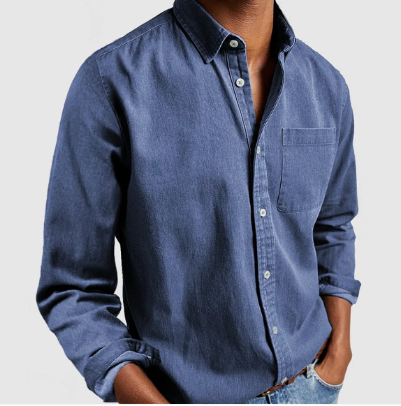 "Chemise coton homme élégante, respirante, design vintage, idéale pour affaires et occasions, polyvalence et confort"