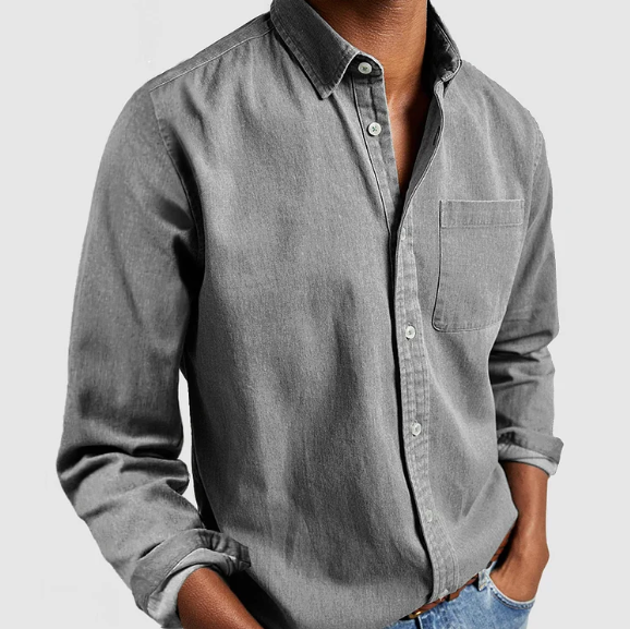 "Chemise coton homme élégante, respirante, design vintage, idéale pour affaires et occasions, polyvalence et confort"