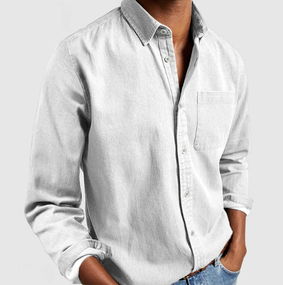 "Chemise coton homme élégante, respirante, design vintage, idéale pour affaires et occasions, polyvalence et confort"
