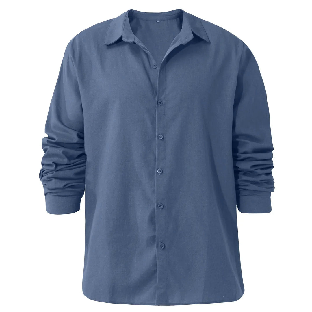 "Chemise en coton léger pour hommes, design élégant et polyvalent, idéale pour l'été, coupe classique boutonnée."
