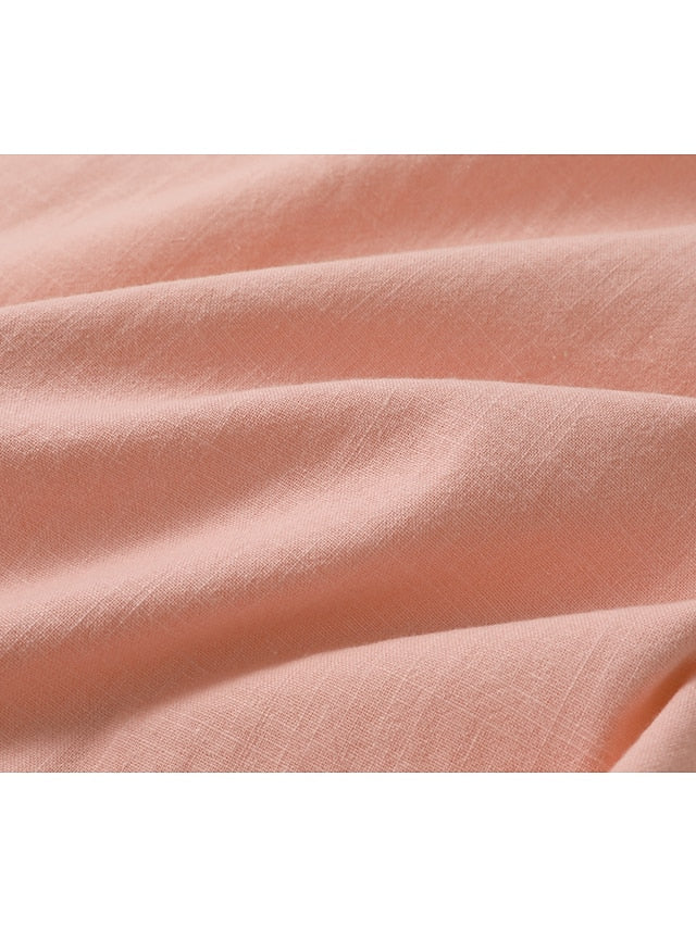 "Chemise en lin homme respirante col Henley, manches courtes, coloris variés, idéale pour été, style décontracté"