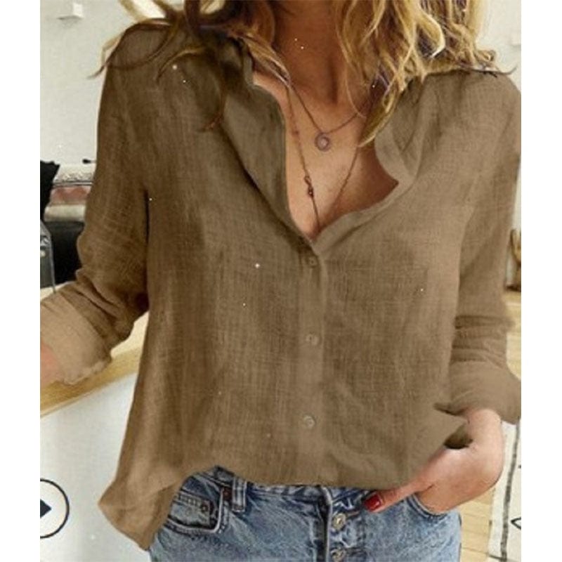 "Chemise en lin moderne, col pointu, noir, femme, élégance respirante, coupe ajustée, style sophistiqué décontracté."