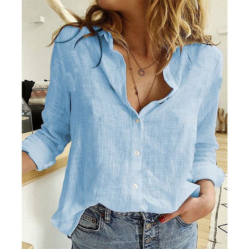 "Chemise en lin moderne, col pointu, noir, femme, élégance respirante, coupe ajustée, style sophistiqué décontracté."