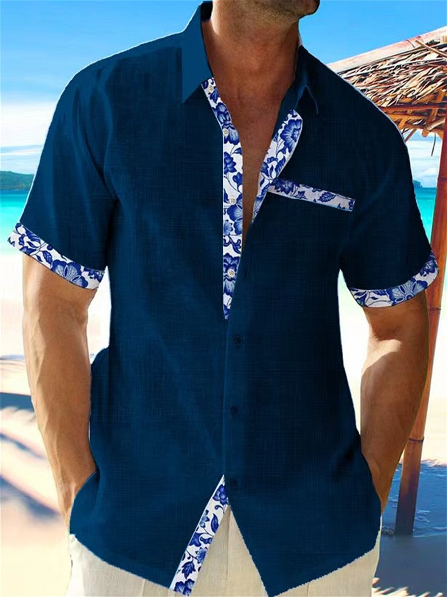 Chemise en lin respirant, design moderne, légère pour hommes, idéale printemps-été, vue de face, couleur blanc.