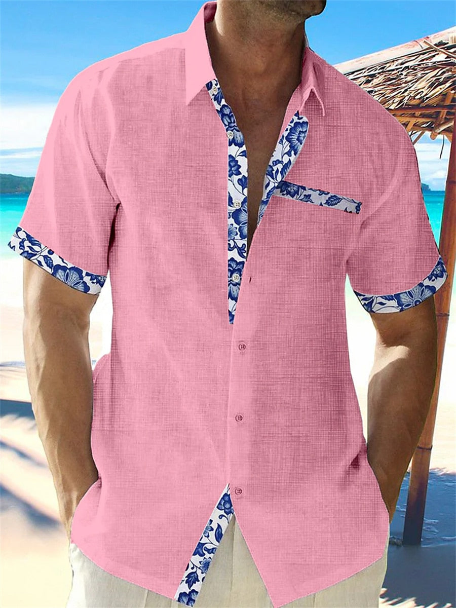 Chemise en lin respirant, design moderne, légère pour hommes, idéale printemps-été, vue de face, couleur blanc.