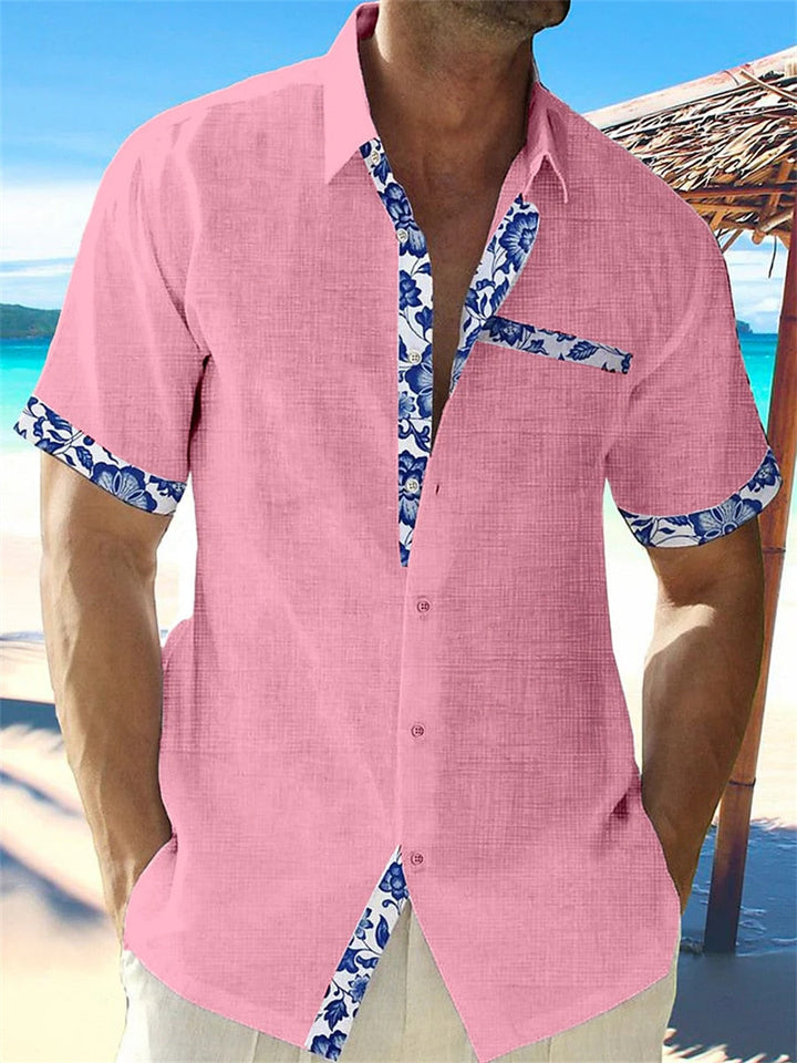 Chemise en lin respirant, design moderne, légère pour hommes, idéale printemps-été, vue de face, couleur blanc.