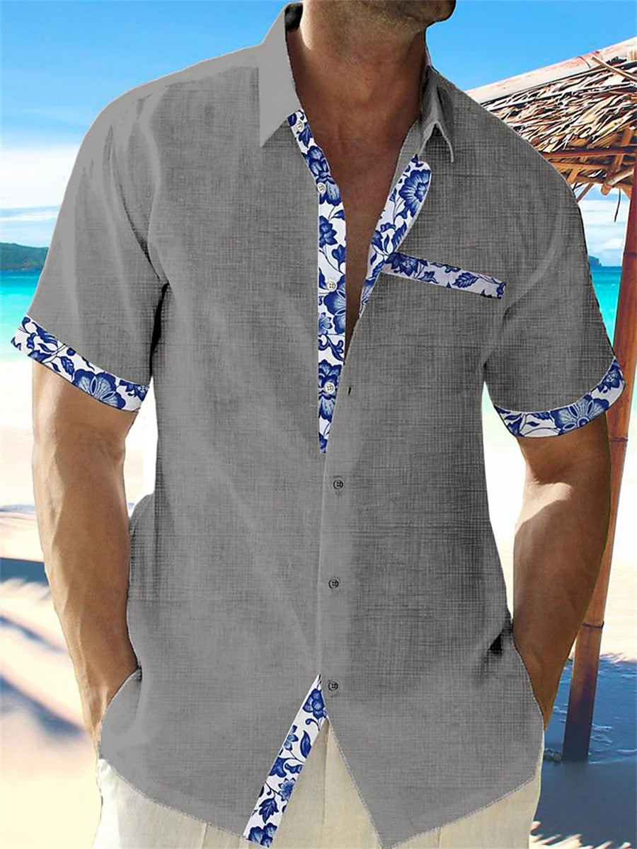 Chemise en lin respirant, design moderne, légère pour hommes, idéale printemps-été, vue de face, couleur blanc.