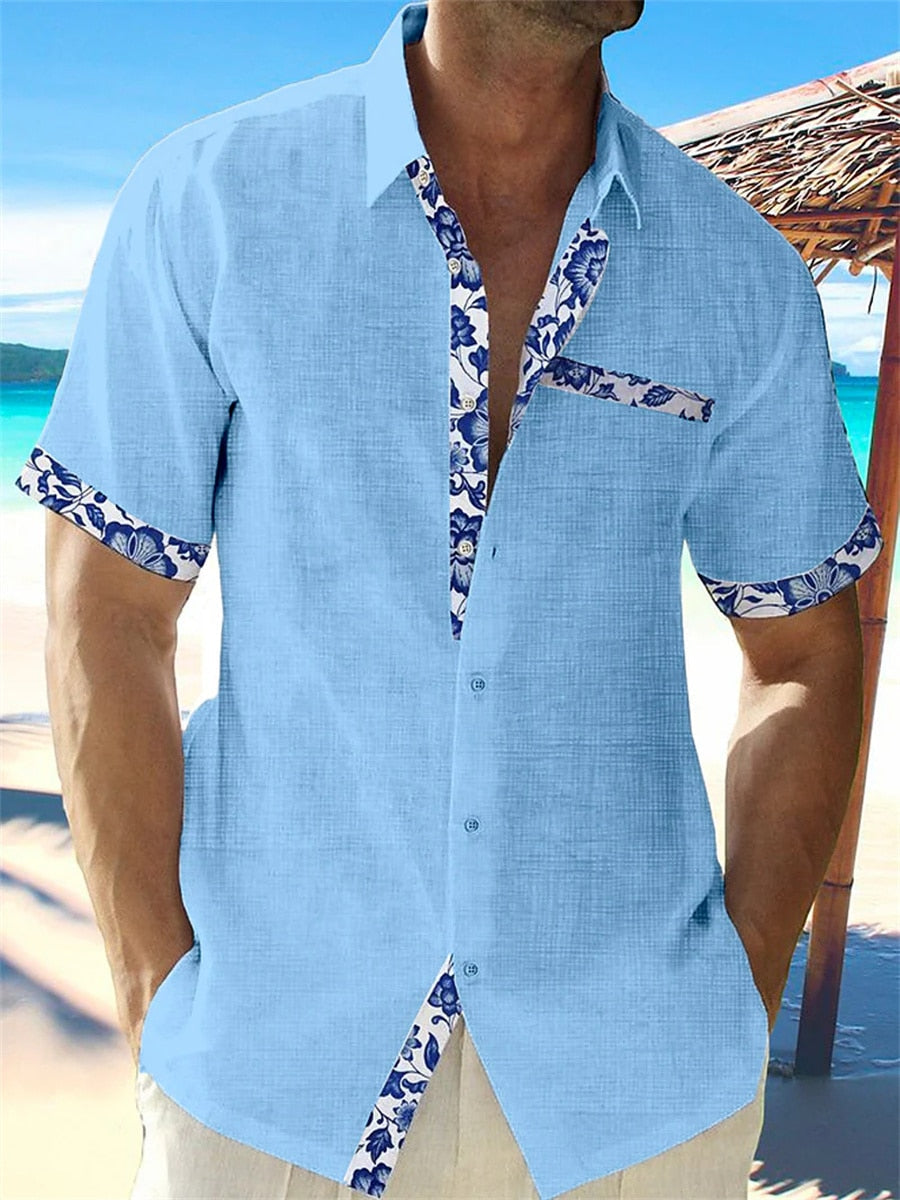 Chemise en lin respirant, design moderne, légère pour hommes, idéale printemps-été, vue de face, couleur blanc.