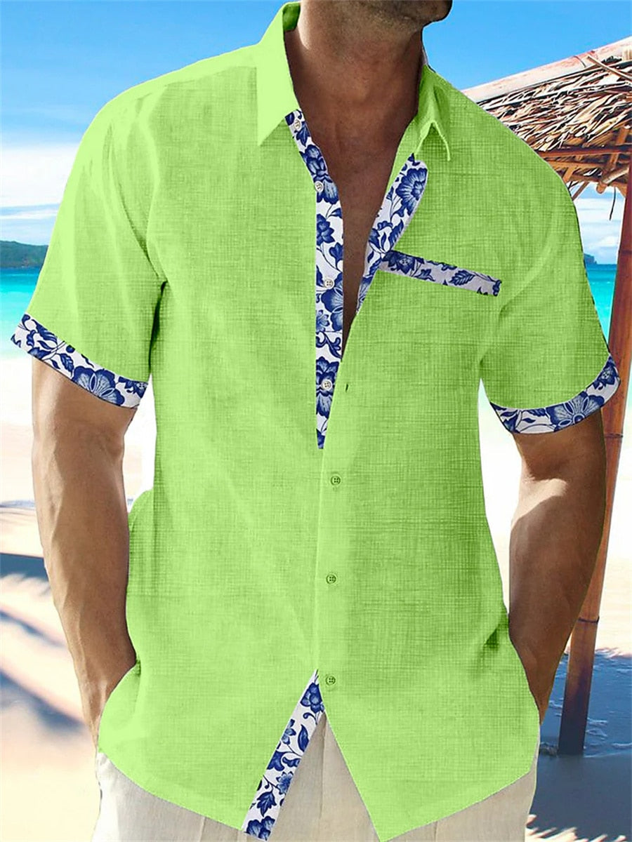 Chemise en lin respirant, design moderne, légère pour hommes, idéale printemps-été, vue de face, couleur blanc.