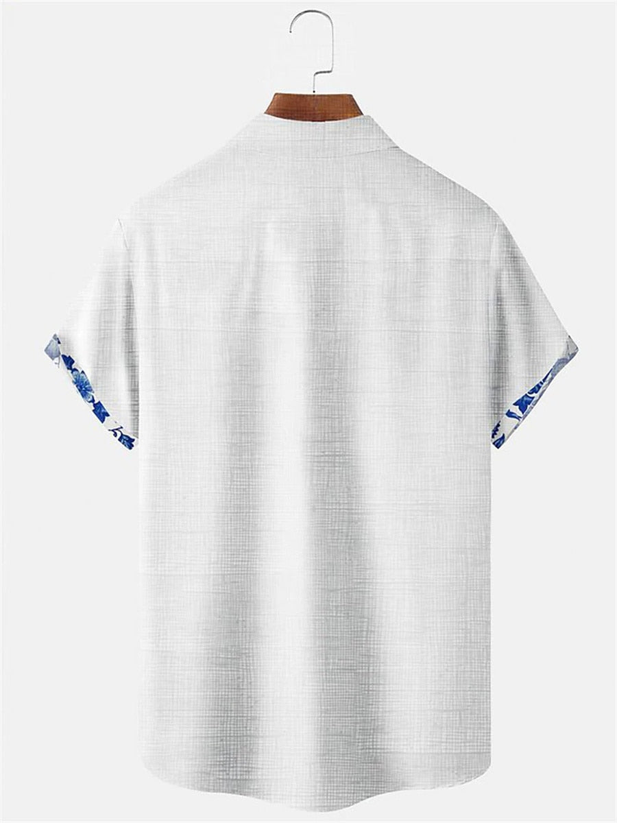 Chemise en lin respirant, design moderne, légère pour hommes, idéale printemps-été, vue de face, couleur blanc.