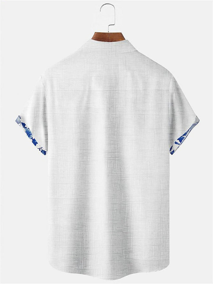 Chemise en lin respirant, design moderne, légère pour hommes, idéale printemps-été, vue de face, couleur blanc.