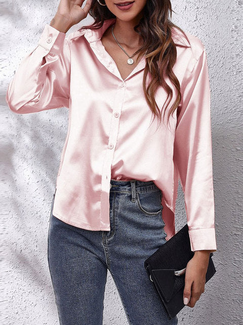 "Chemise en soie femme manches longues, élégante, luxe, finition délicate, style raffiné, soie douce."
