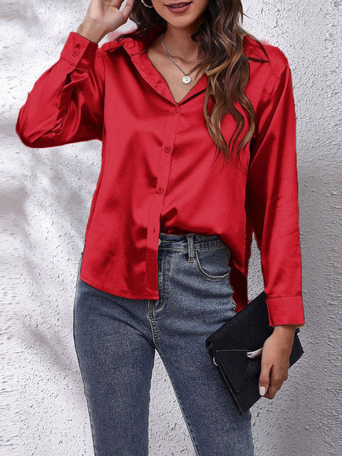 "Chemise en soie femme manches longues, élégante, luxe, finition délicate, style raffiné, soie douce."