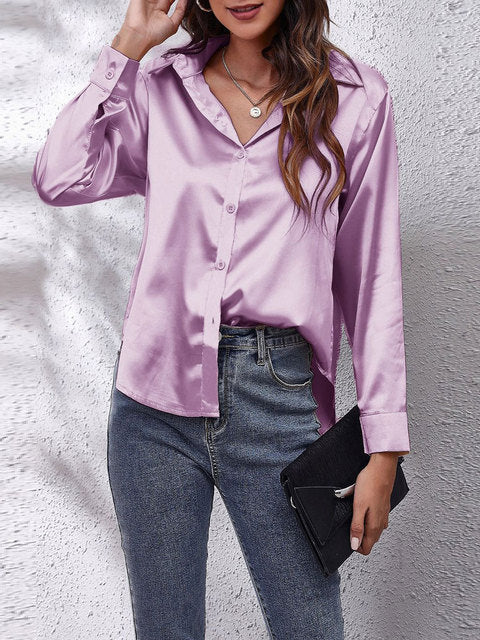 "Chemise en soie femme manches longues, élégante, luxe, finition délicate, style raffiné, soie douce."