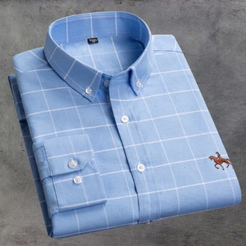 "Chemise femme rayée élégante en coton avec broderie discrète, motif classique et coupe normale, confort et style assurés."