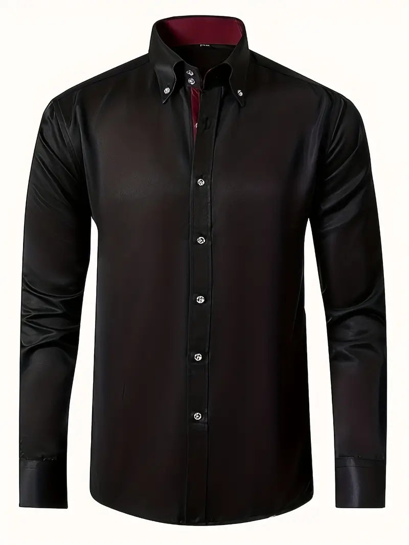 Chemise formelle homme en coton blanc, manches longues, coupe ajustée, tissu doux et respirant pour élégance classique.