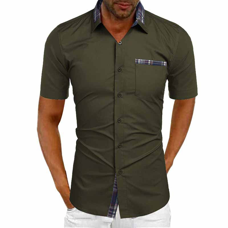 Chemise homme blanche moderne à manches courtes, élégante et confortable, idéale pour look décontracté ou chic.