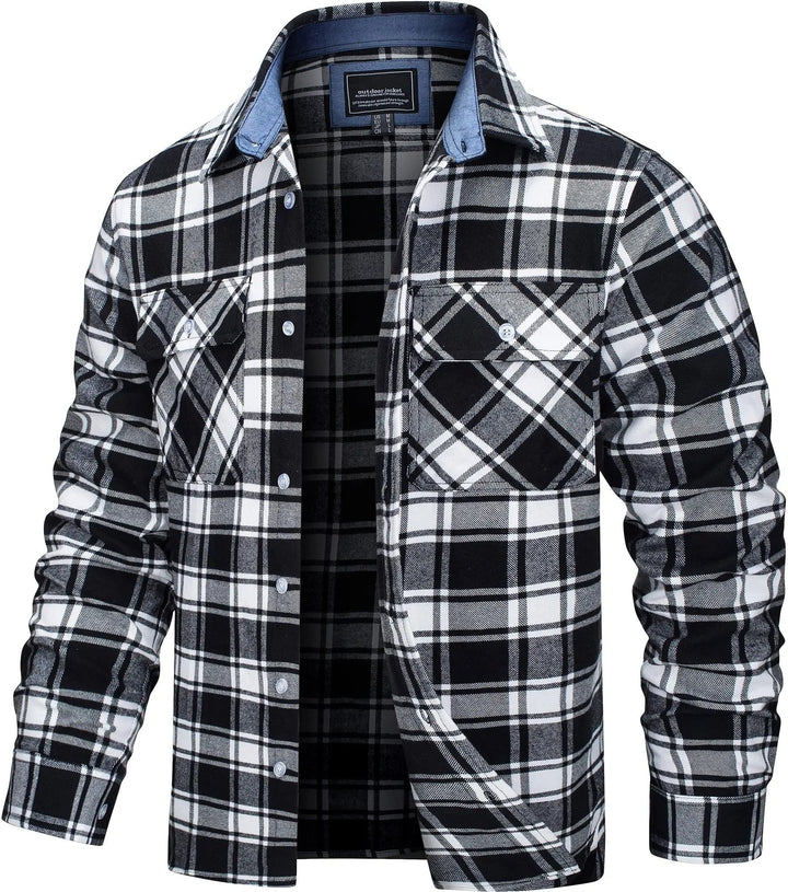 "Chemise homme en flanelle à carreaux, douce et élégante, avec col retourné et coupe classique pour confort optimal."