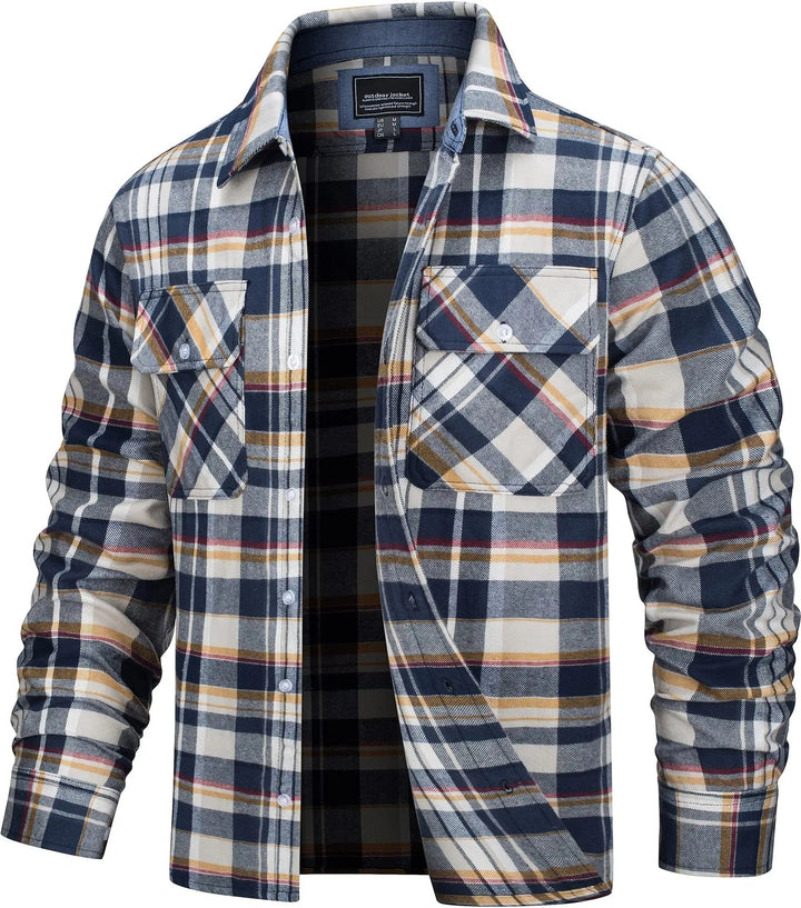 "Chemise homme en flanelle à carreaux, douce et élégante, avec col retourné et coupe classique pour confort optimal."