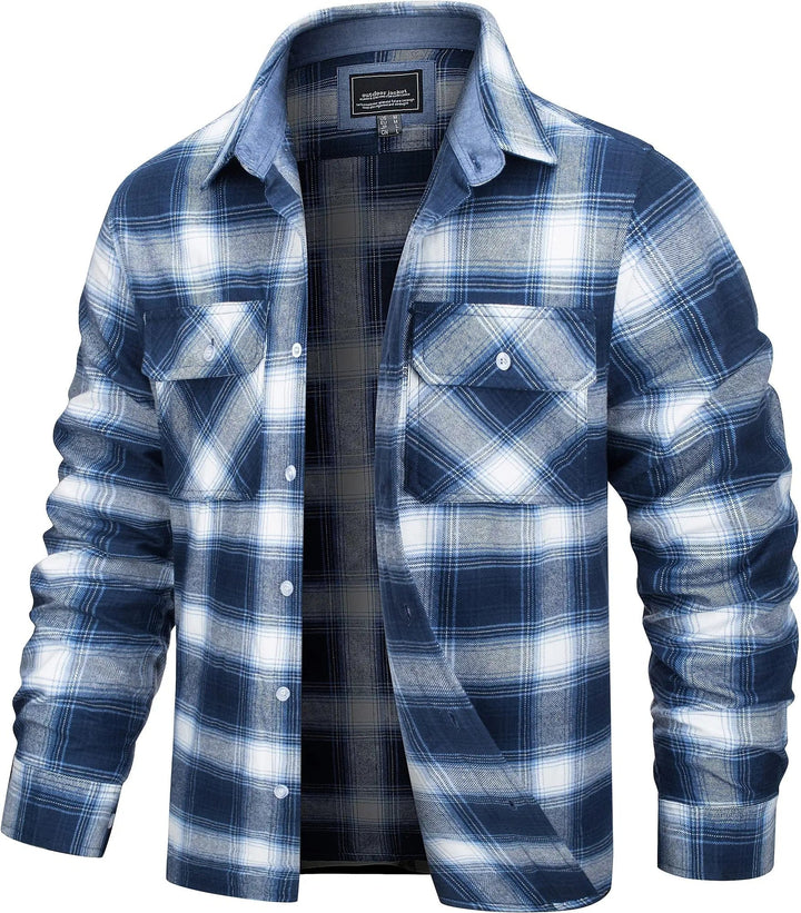 "Chemise homme en flanelle à carreaux, douce et élégante, avec col retourné et coupe classique pour confort optimal."