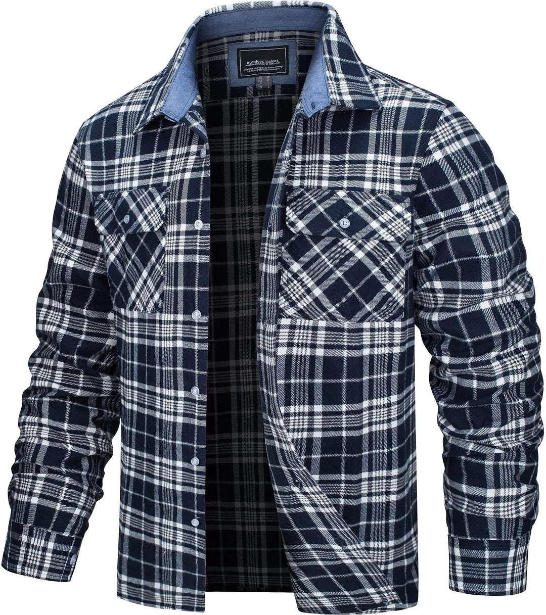 "Chemise homme en flanelle à carreaux, douce et élégante, avec col retourné et coupe classique pour confort optimal."