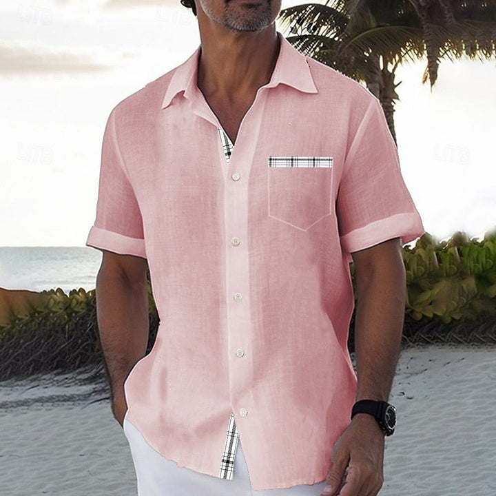 "Chemise homme en lin légère pour l'été, style décontracté et respirant, couleur estivale."