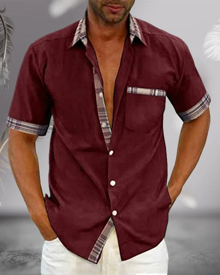 "Chemise homme manches courtes élégante, polyvalente, tissu respirant, coupe ajustée, couleurs variées pour toutes occasions.