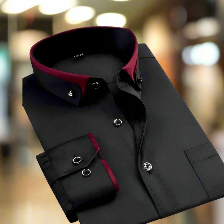 "Chemise homme manches longues, coupe ajustée, tissu doux et respirant, élégance pour occasions formelles et décontractées"