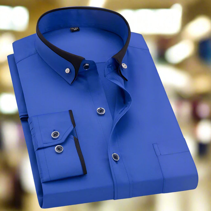 "Chemise homme manches longues, coupe ajustée, tissu doux et respirant, élégance pour occasions formelles et décontractées"