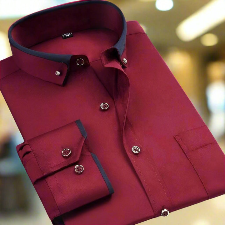 "Chemise homme manches longues, coupe ajustée, tissu doux et respirant, élégance pour occasions formelles et décontractées"