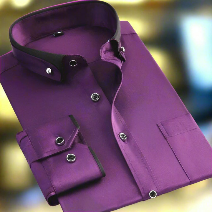 "Chemise homme manches longues, coupe ajustée, tissu doux et respirant, élégance pour occasions formelles et décontractées"