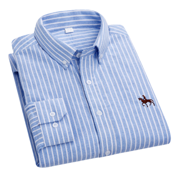 "Chemise homme manches longues élégante et confortable, tissu bleu, idéale pour occasions professionnelles et décontractées."