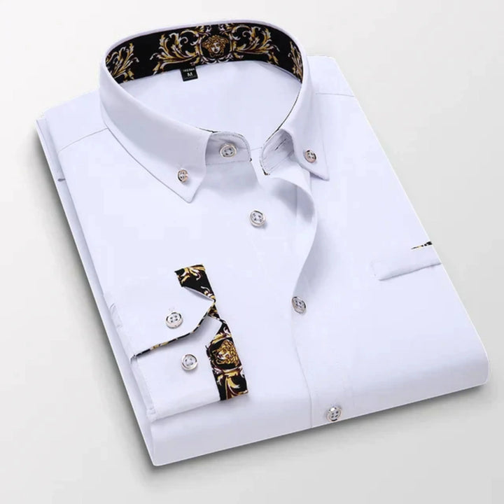 "Chemise homme moderne et élégante, coupe slim, détails raffinés, polyvalente, taille jusqu'à 3XL."